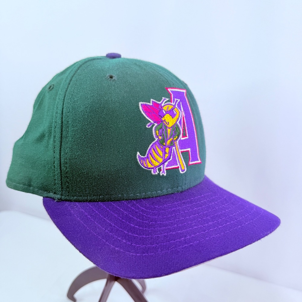 Vintage‎ Augusta GreenJackets New Era Snapback Hat Green Purple MiLB Made in USA